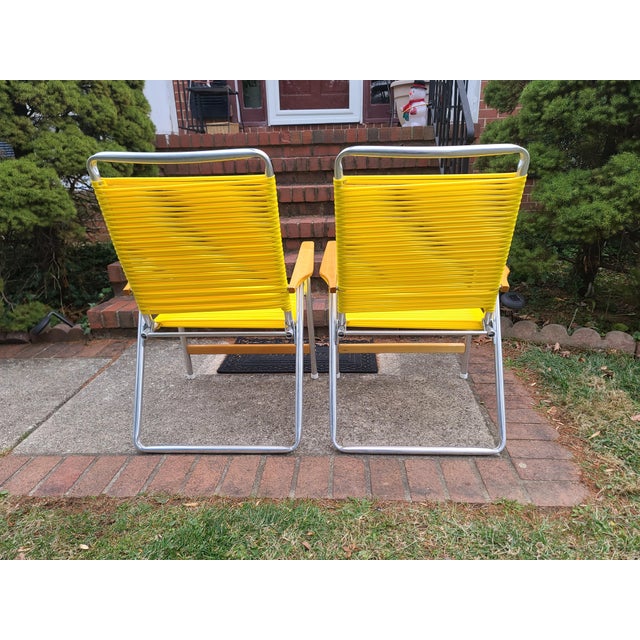 1960s Yellow Telescope Tube Furniture Company Outdoor Chairs - Set of 2 For Sale - Image 9 of 12