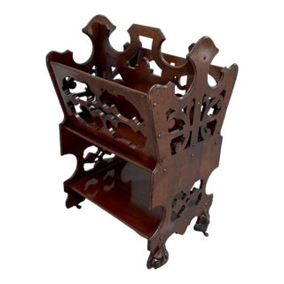 English Victorian Two Tier Walnut Canterbury Circa 1880. For Sale