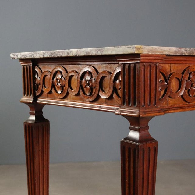 Neoclassical Walnut Console with Marble Top For Sale - Image 6 of 13