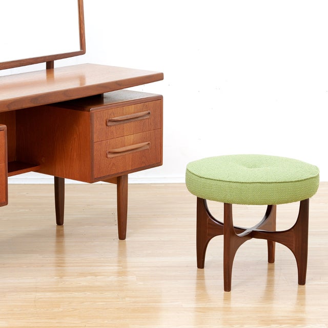 1960s Mid Century Astro Vanity Stool by G Plan in Teak & Green, Attributed For Sale - Image 9 of 9
