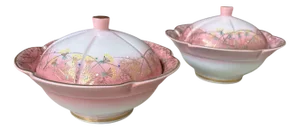 Japanese Porcelain Kaiseki Bowls with Lids, 1970s, Set of 2