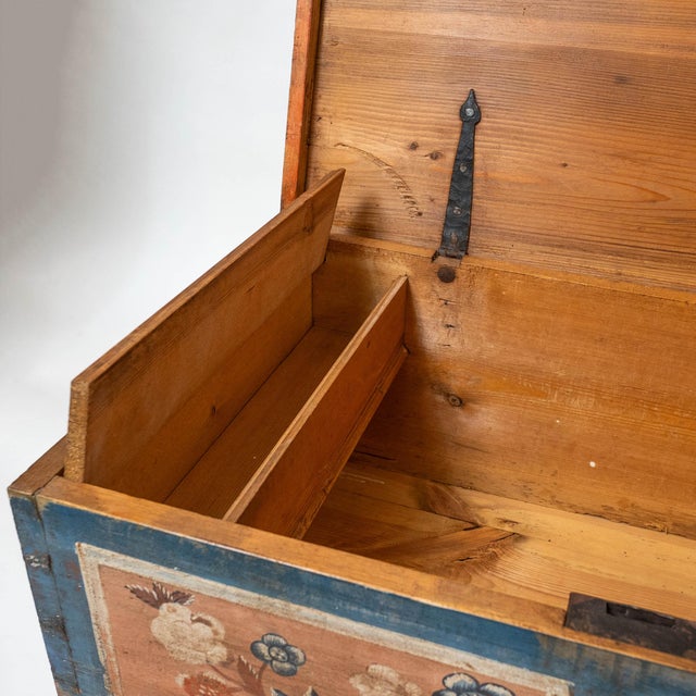 Antique Hand Painted Wedding Chest For Sale - Image 9 of 12