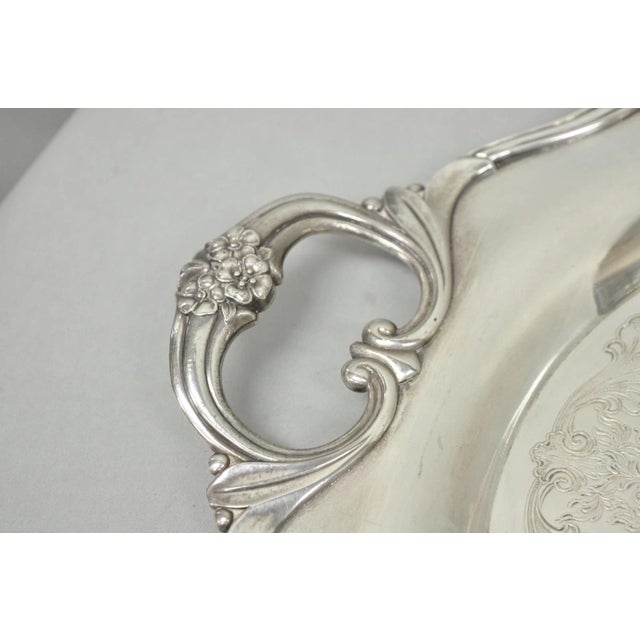 Rogers Bros. 1847 Rogers Bros Eternally Yours Silver Plated Oval Serving Platter Butlers Tray For Sale - Image 4 of 14