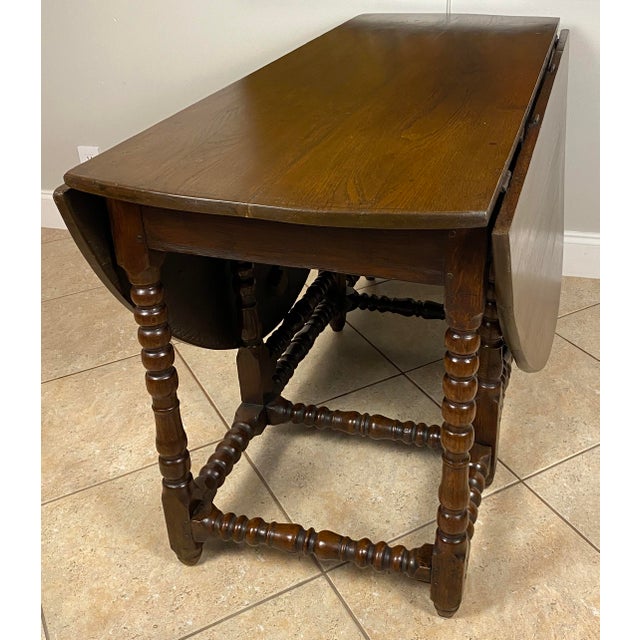 English William and Mary Gateleg Table Barley Twist Legs, 17th–Early 18th C. For Sale - Image 4 of 13