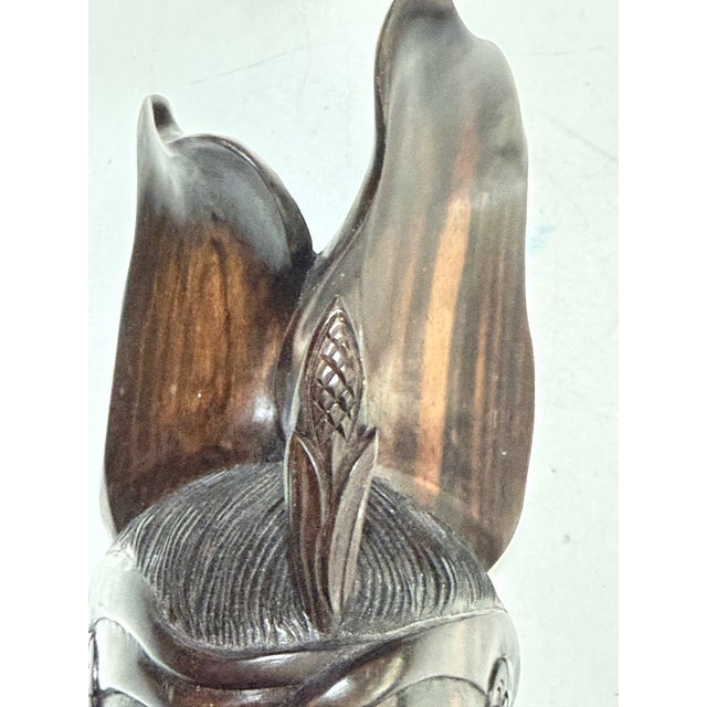 Vintage Hand-Carved Maya Maize God Hardwood Wall Mask For Sale In Portland, OR - Image 6 of 12