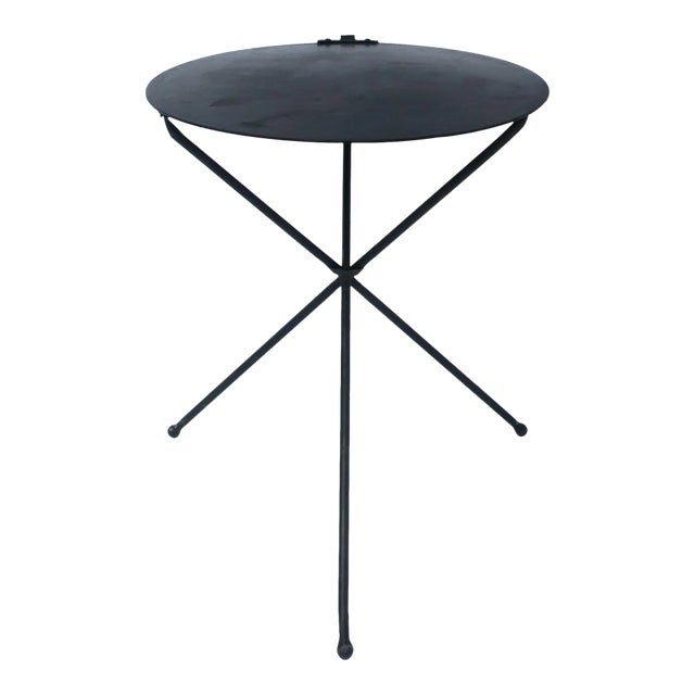 Black Metal Tripod Side or End Table For Sale