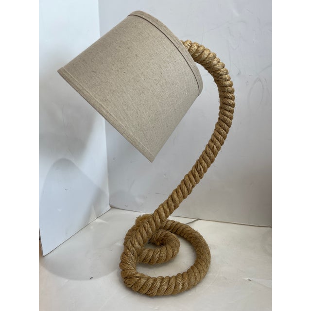 Mid-Century Modern French Large Rope Table Lamp, Adrien Audoux & Frida Minet Style For Sale - Image 3 of 10