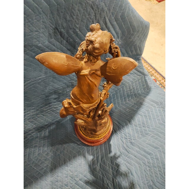 Late 19th Century French Belle Époque Patinated Spelter Winged Allegorical Sculpture For Sale In New Orleans - Image 6 of 7