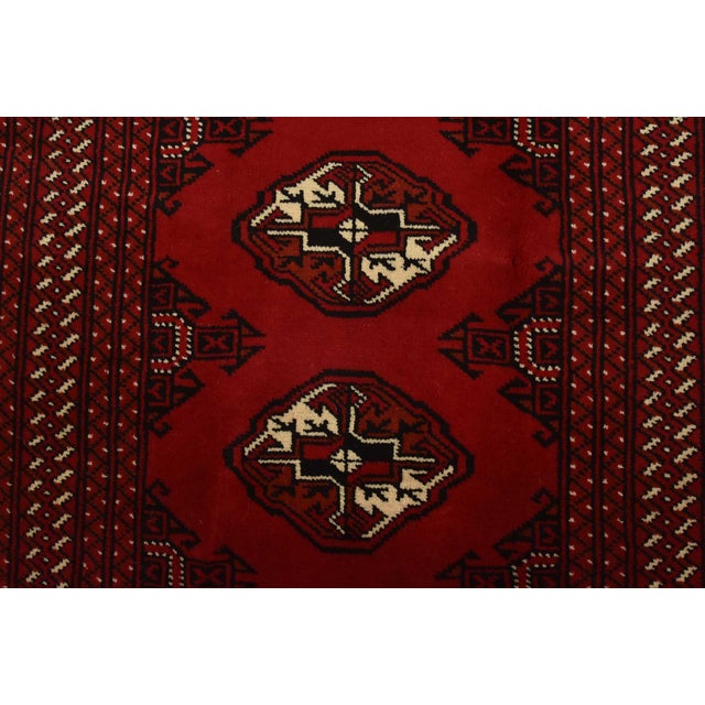 Red Turkmen Runner 2’9” X 9’3” Red Wool Vintage Tribal Hand-Knotted Oriental Rug For Sale - Image 8 of 12
