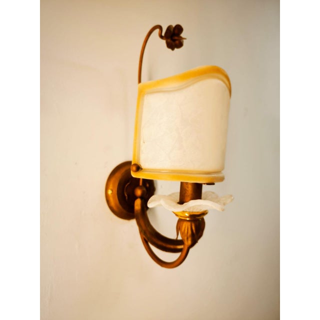 Wrought Iron Wall Light with Glass Fan For Sale - Image 12 of 16