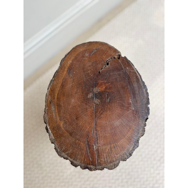 Wood Vintage Brutalist Live-Edge Oak Log Stool with Branch Legs, 1960s For Sale - Image 7 of 9