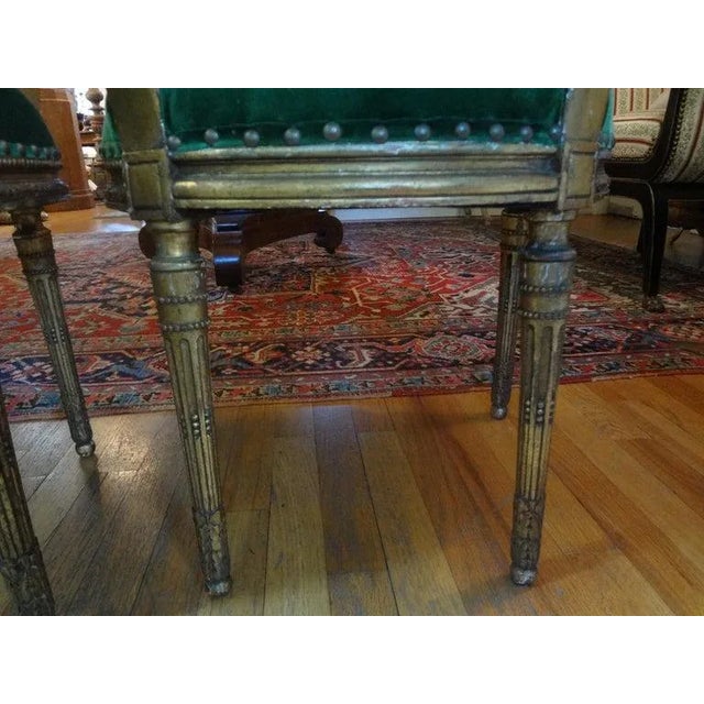 Green Pair of 19th Century French Louis XVI Style Giltwood Chairs For Sale - Image 8 of 10