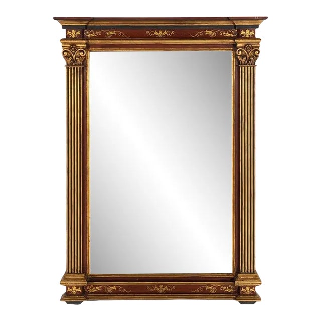 Italian Neoclassical Gilt and Hand Painted Mirror For Sale