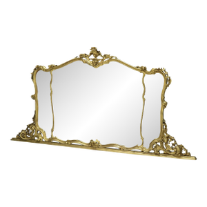 Antique French Louis XIV Giltwood Triptych Foliate Form Over Mantle Mirror 19th Century