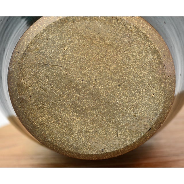 Large 1970s Mid Century Modern Studio Pottery Lidded Jar Signed For Sale - Image 12 of 13