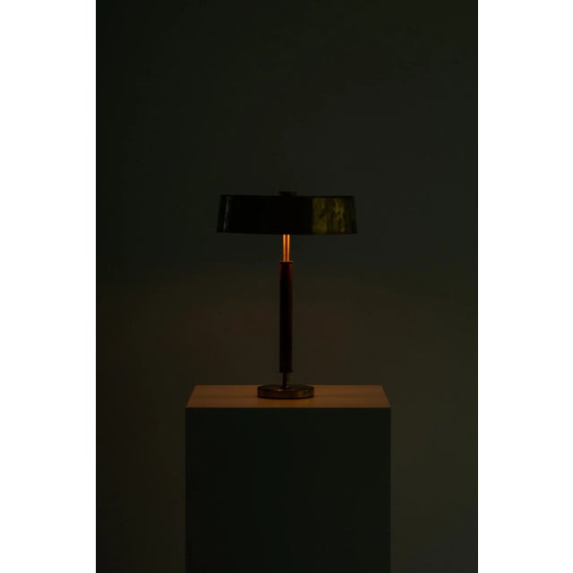 Swedish Rosewood & Brass Table Lamp from Boréns, 1960s For Sale - Image 4 of 8