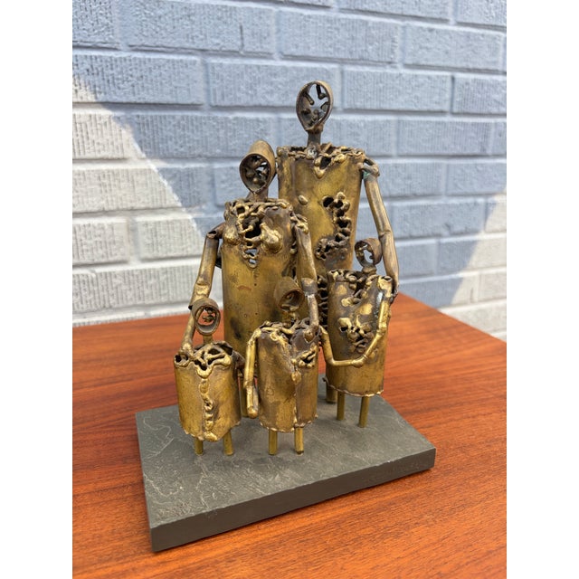 James Garner Brutalist Torch-Cut Welded Steel Family Sculpture An expressive Brutalist torch-cut sculpture by American...