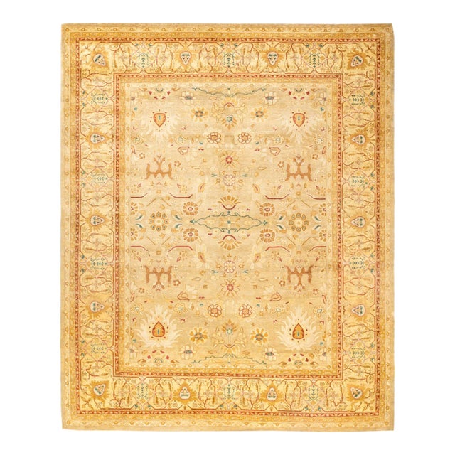 Vintage Moroccan Hand Knotted Wool Area Rug, Gold - 8'2" X 9'10" For Sale