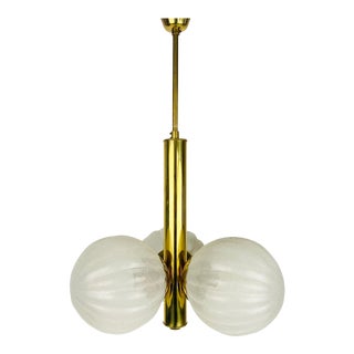 Mid-Century Modern Golden Kaiser 3-Arm Space Age Chandelier, 1960s, Germany For Sale