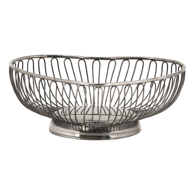 Mid-Century Heart Shaped Wire Fruit Basket, 1950s For Sale