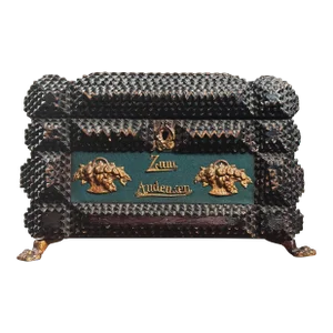 Antique German Tramp Art Box With Brass Detailing/Primitive