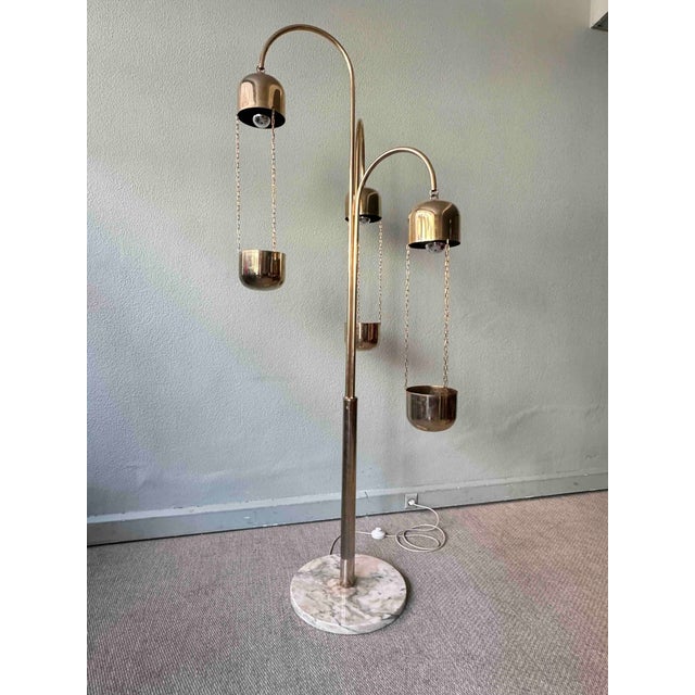 Italian Brass and Marble Floor Lamp with Planters attributed to Reggiani, Italy, 1970s For Sale - Image 11 of 18