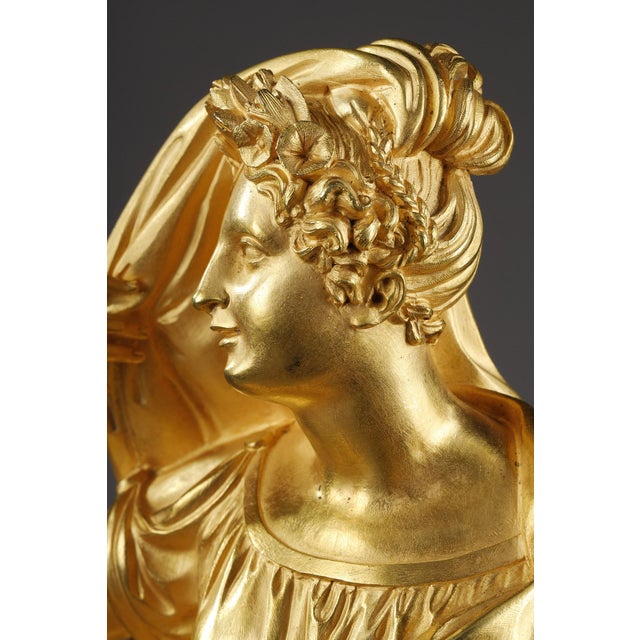 Metal Restoration Period Gilt Bronze Clock with a Young Woman For Sale - Image 7 of 18