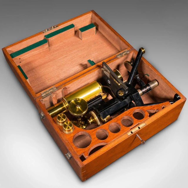 1900s Edwardian Antique Cased Microscope, English, Scientific Instrument, Swift & Son For Sale - Image 10 of 13