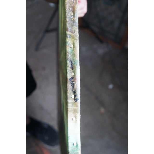 Vintage French Provincial Louis XV Over Mantel Trumeau Mirror With Oil Painting For Sale - Image 10 of 13