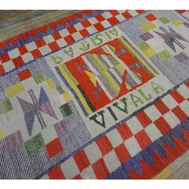 1900s Purple Lavender Antique Mexico Navajo Rio Grande Carpet 5' X8'7" Flatweave Wool Rug For Sale - Image 12 of 15