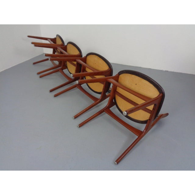 Teak & Leather Model 310 Dining Chairs by Erik Buch for Chr. Christensen, Denmark, 1960s, Set of 4 For Sale - Image 16 of 18