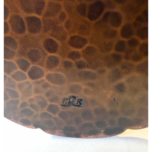 Signed Frans Gyllenberg Hand Hammered Copper 9” Floriform Vase - Boston Arts and Crafts Society C. 1910. For Sale - Image 10 of 12