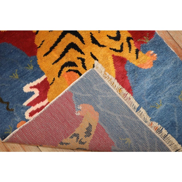 Mid 20th Century Vintage Zabihi Collection Tiger Tibetan Rugs - A Pair - 2'8" x 4'9" For Sale - Image 5 of 9