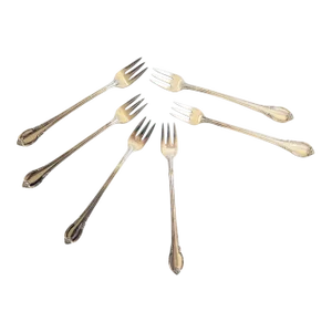 1950s Silver Plate Remembrance Cocktail Fork Set Markers Mark 1847 Rogers Bros - Set of 6