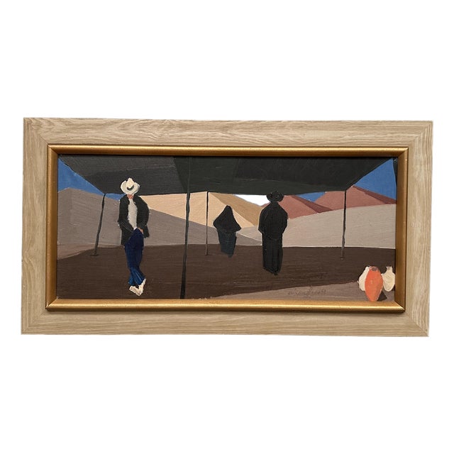 Eric Andreas Ros, Desert Market, 1950s, Oil Painting on Canvas, Framed For Sale