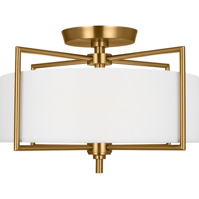 The Perno two-light flush mount in Burnished Brass by Chapman and Myers was inspired by a vintage mid-century French...