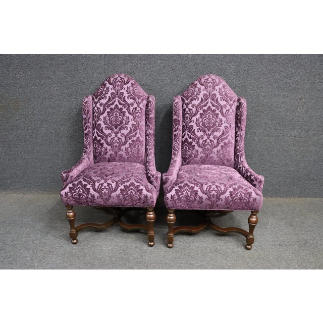 Pair of William & Mary Style Wingback Chairs For Sale - Image 15 of 16