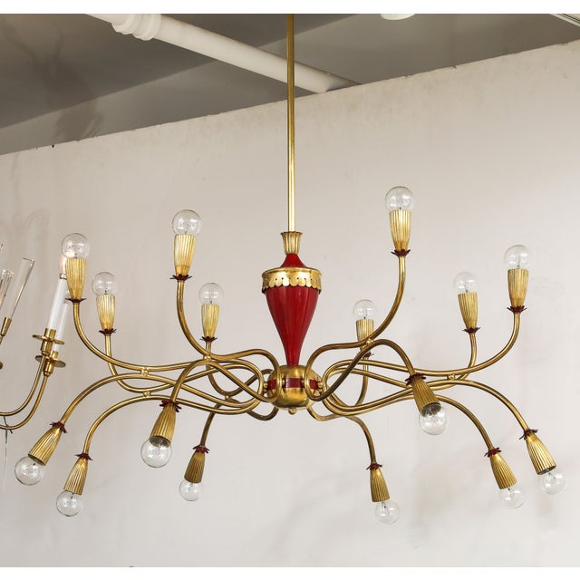 Mid-Century Modern 1950's Modern Large 18 Arm Brass Italian Chandelier By Lumi For Sale - Image 3 of 12