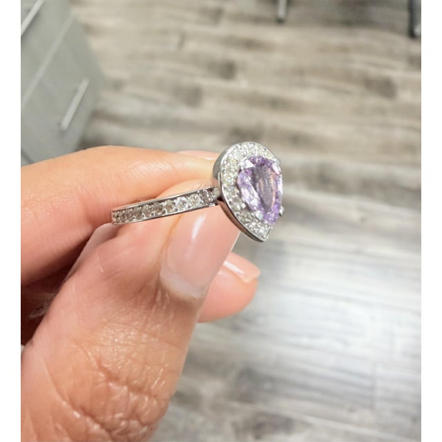 1.02 Carat Natural Pink Sapphire Diamond Engagement Ring in 14 Karat White Gold, Size 7 For Sale In Los Angeles - Image 6 of 8
