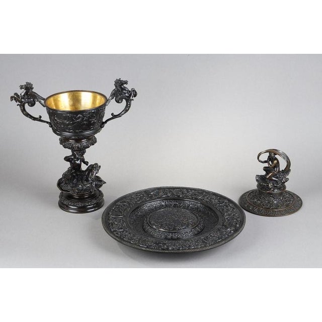 Metal Renaissance Bronze Bowl by Antonio Pandiani Milan, 1870 For Sale - Image 7 of 15