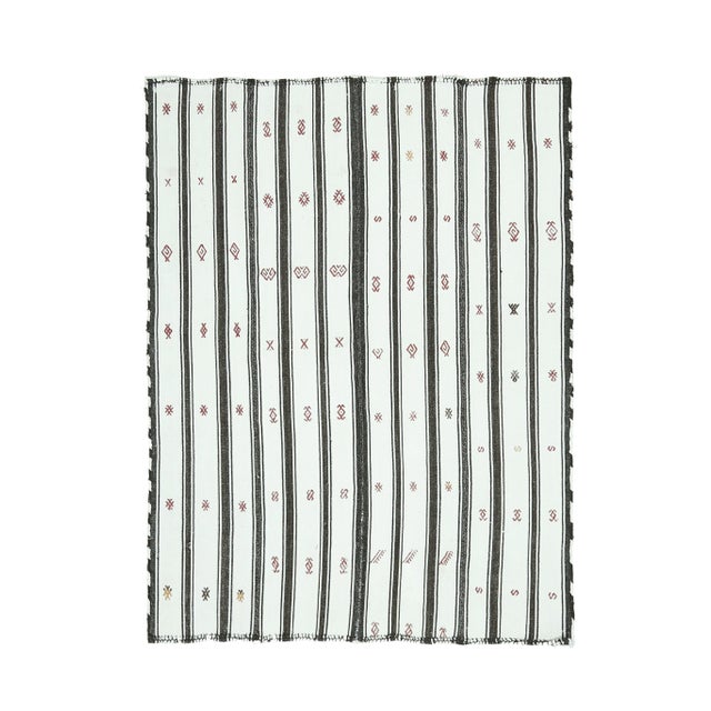 Vintage Turkish Oushak Handmade Cotton White Wool Kilim Area Rug For Sale - Image 10 of 10