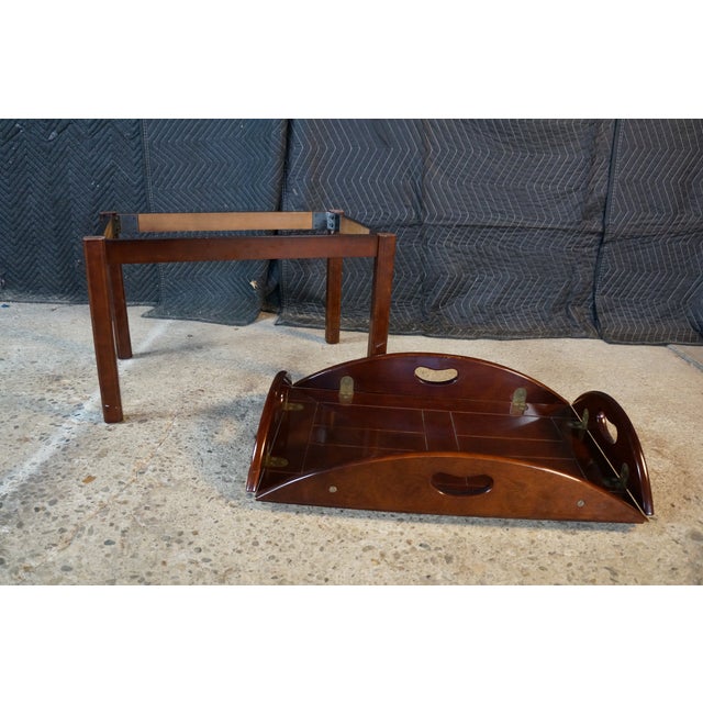 1991 Vintage Bombay Co Campaign Style Cherry Finished Butler's Coffee Tray Table For Sale - Image 16 of 16