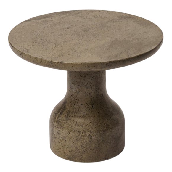 Peso Minimalist Round Side Table in Limestone by Depping & Jørgensen For Sale