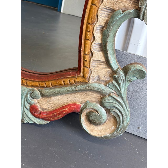 Early 20th Century Rococo Hand Carved Wooden Mirror For Sale - Image 4 of 11