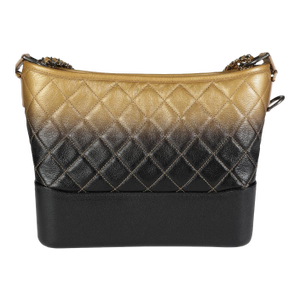 Black & Gold Ombré Quilted Goatskin Medium Gabrielle Hobo