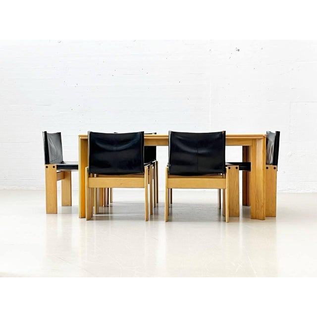 Wood Monk Chairs and Table by Afra and Tobia Scarpa for Molteni, 1973, Set of 6 For Sale - Image 7 of 18