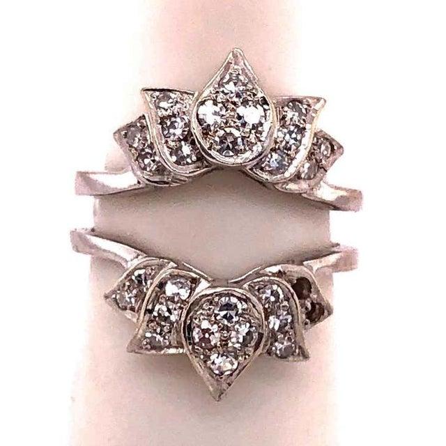 14 Karat White Gold Interlocking Engagement Ring Guard For Sale - Image 9 of 10