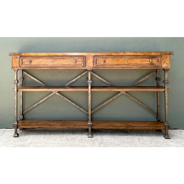 Vintage Stanley Wood and Iron Console Table For Sale - Image 15 of 17