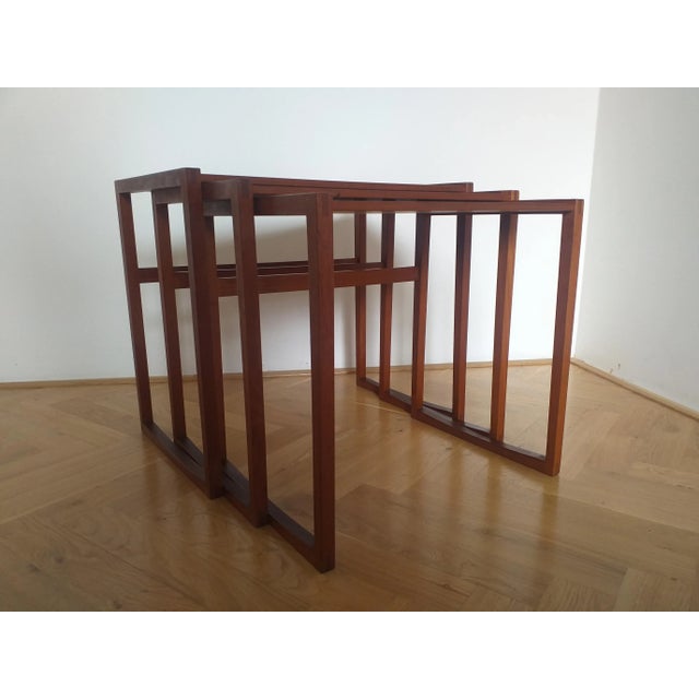 Wood Teak Nesting Tables, Denmark, 1960s, Set of 3 For Sale - Image 7 of 10