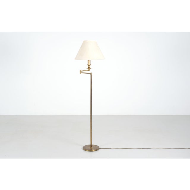 French Brass Floor Reading Lamp, 1970 For Sale - Image 9 of 9